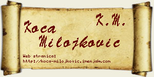 Koča Milojković vizit kartica